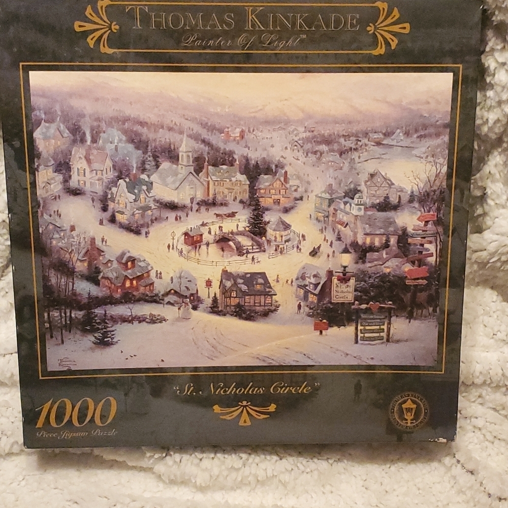 Vintage Thomas Kinkade Ceaco Jigsaw Puzzle 1000 Pieces “St Nicholas Circle” 90s